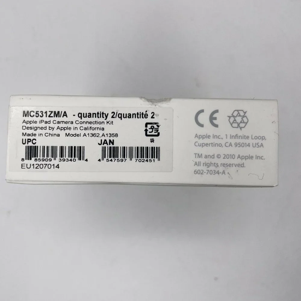 Apple iPad Camera Connection Kit MC531ZM/A, A1362, A1358